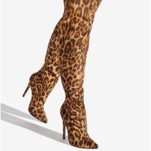 Shoe Dazzle leopard over the knee boots